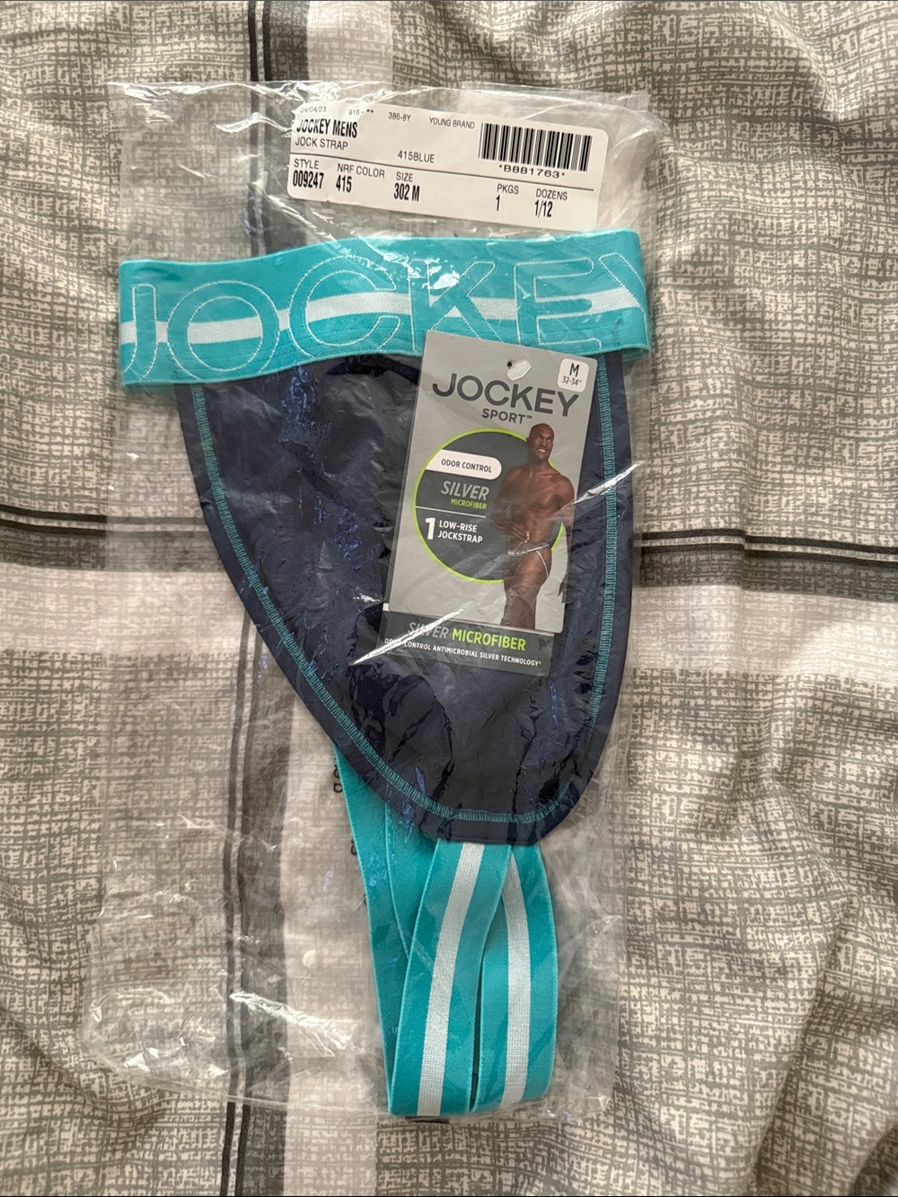 Jockey Sport Men’s Silver Microfiber Jockstrap - Teal & Navy
